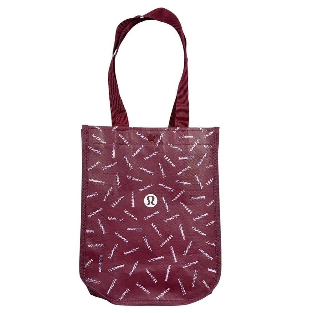 NEW Lululemon Burgundy Red Festive Holiday Christmas Reusable Shopping Tote Bag